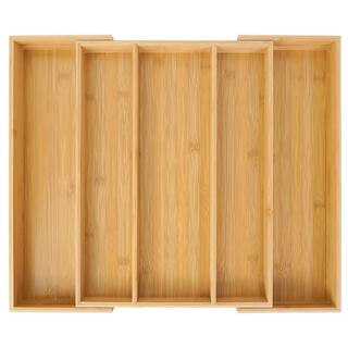 Expandable Bamboo Kitchen Drawer Organizer Adjustable Utensil Holder Cutlery Tray Divider for Sil... | The Home Depot