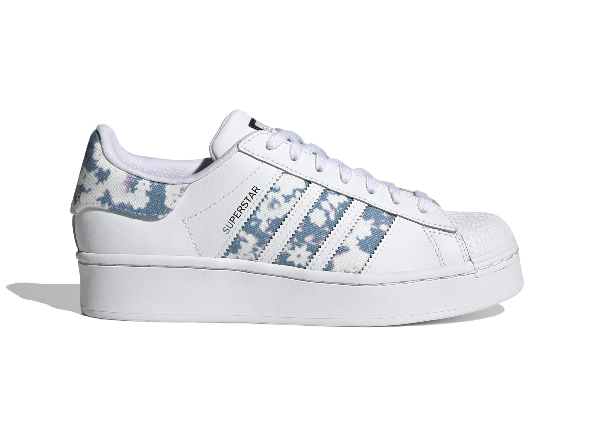 Adidas Superstar Bold White (Women's) Sneakers in Cloud White/Ambient Sky Blue/Silver Metallic | StockX