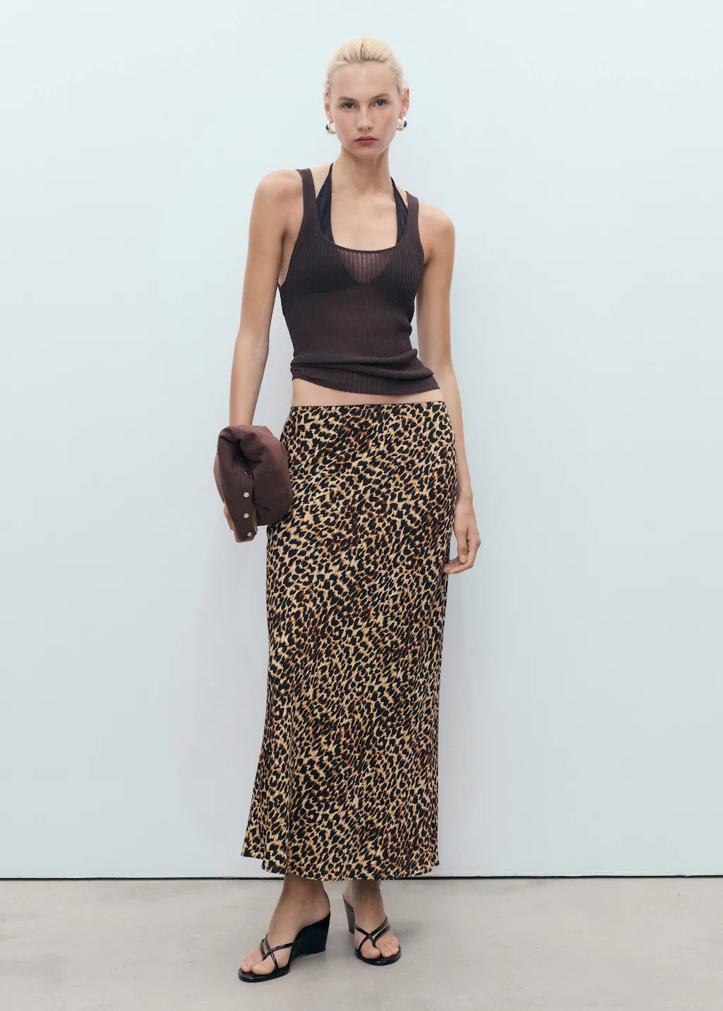 Leopard midi skirt brown - Woman - XXL - MANGO | Mango (US/MX/AU)