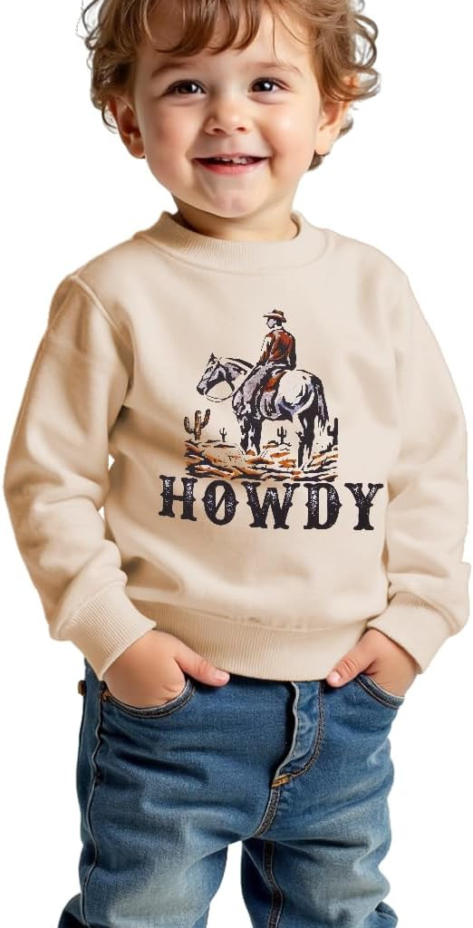 Toddler Baby Boy Howdy Sweatshirt Rodeo Western Cowboy Graphic Long Sleeve Pullover Kid Funny Fal... | Amazon (US)