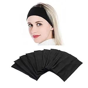 Yeshan Wide face mask headbands for women With Soft Stretchy Black Bandana Headbands Elastic Yoga... | Amazon (US)