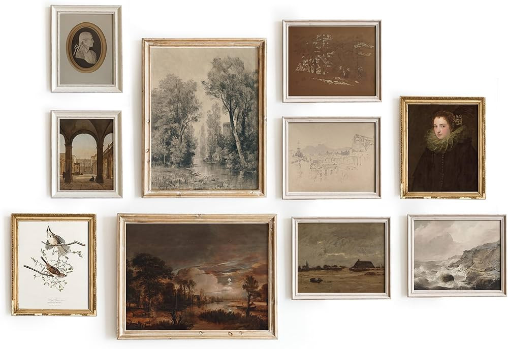 Amazon.com: Vintage Farmhouse Wall Decor - Forest, Bird, Flower Portrait Neutral Wall Art French ... | Amazon (US)