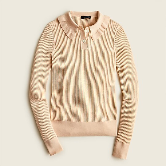 Ruffle-collar ribbed merino wool sweater | J. Crew US