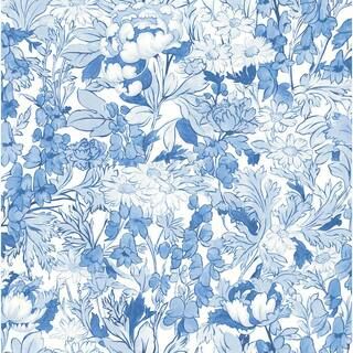 Blue Toile Foliage Peel and Stick Wallpaper | The Home Depot