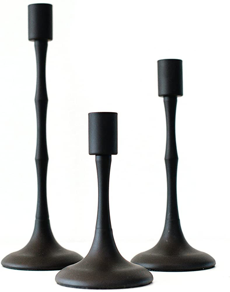 Taper Candle Holders Set of 3 | Tapered Candlestick Holders w/ Felt Bottom – Decorative 3” Bl... | Amazon (US)