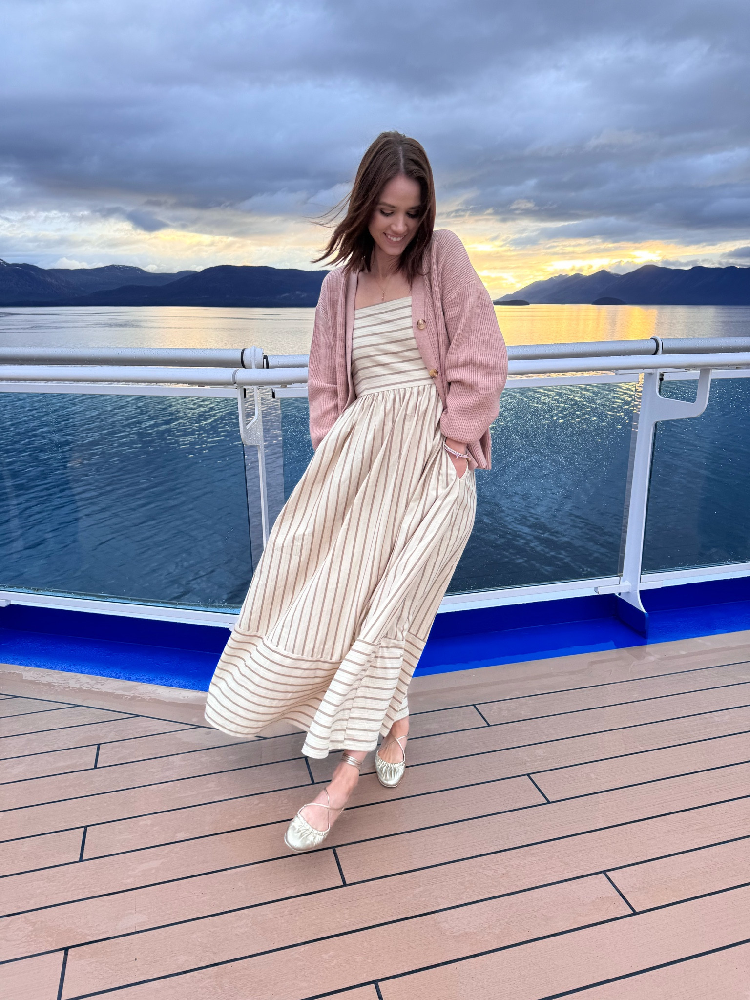 Dress : wearing s
Sweater : wearing s
Flats : fit tts 

Cruise outfit // cruise night // date night dress // nautical style // coastal granddaughter // coastal grandmother // Alaska cruise outfit // Alaskan cruise outfit 

#LTKStyleTip #LTKTravel #LTKFindsUnder50
