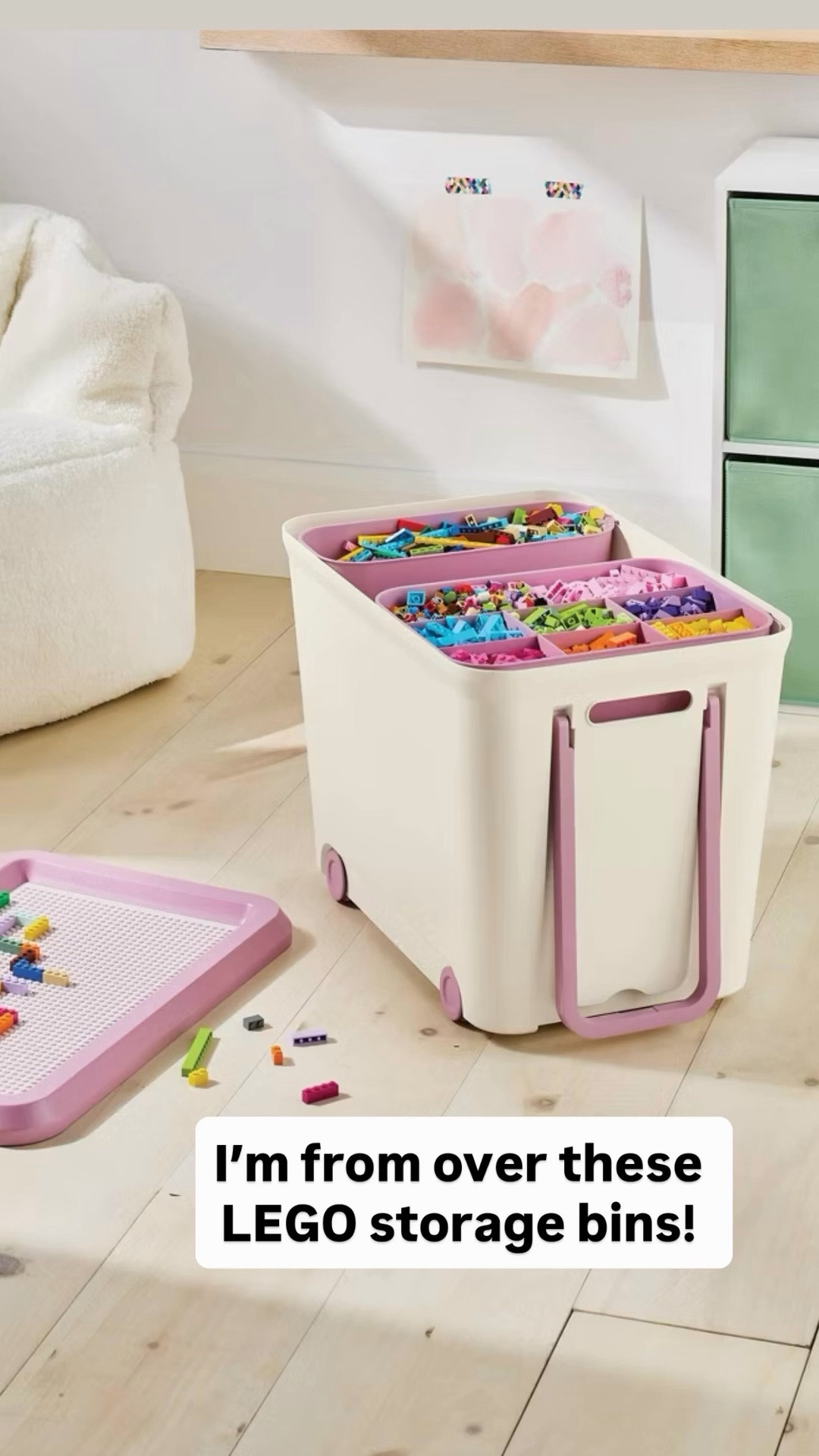 How cute are these Target bins for storing LEGO bricks? (And the top is buildable!)