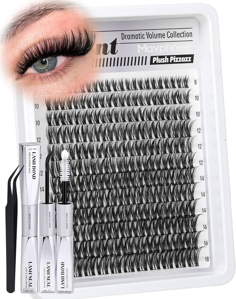 Flaunt Lash Clusters Kit Wispy Cluster Eyelash Extensions Kit CD-Curly Natural Individual Lashes ... | Amazon (US)
