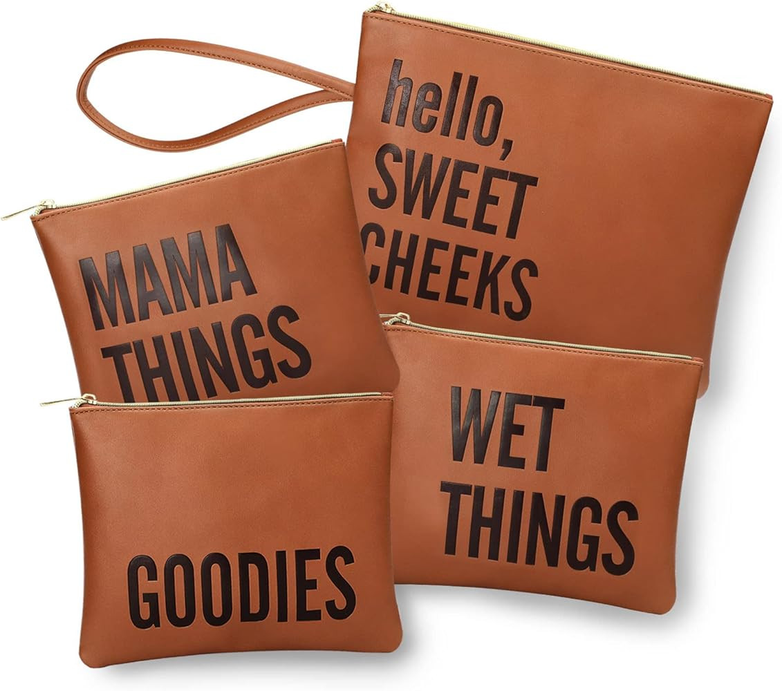 MOMINSIDE Baby Diaper Bag Organizer, Water Resistant Wet Bags Set of 4 Leather Diaper Clutch,Diap... | Amazon (US)