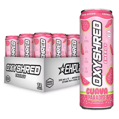 EHPlabs OxyShred Energy Drink - Zero Sugar, Zero Calories, with Amino Acids, Vitamin C, Green Tea Extract & Clean Caffeine - Guava (12-Pack) | Target