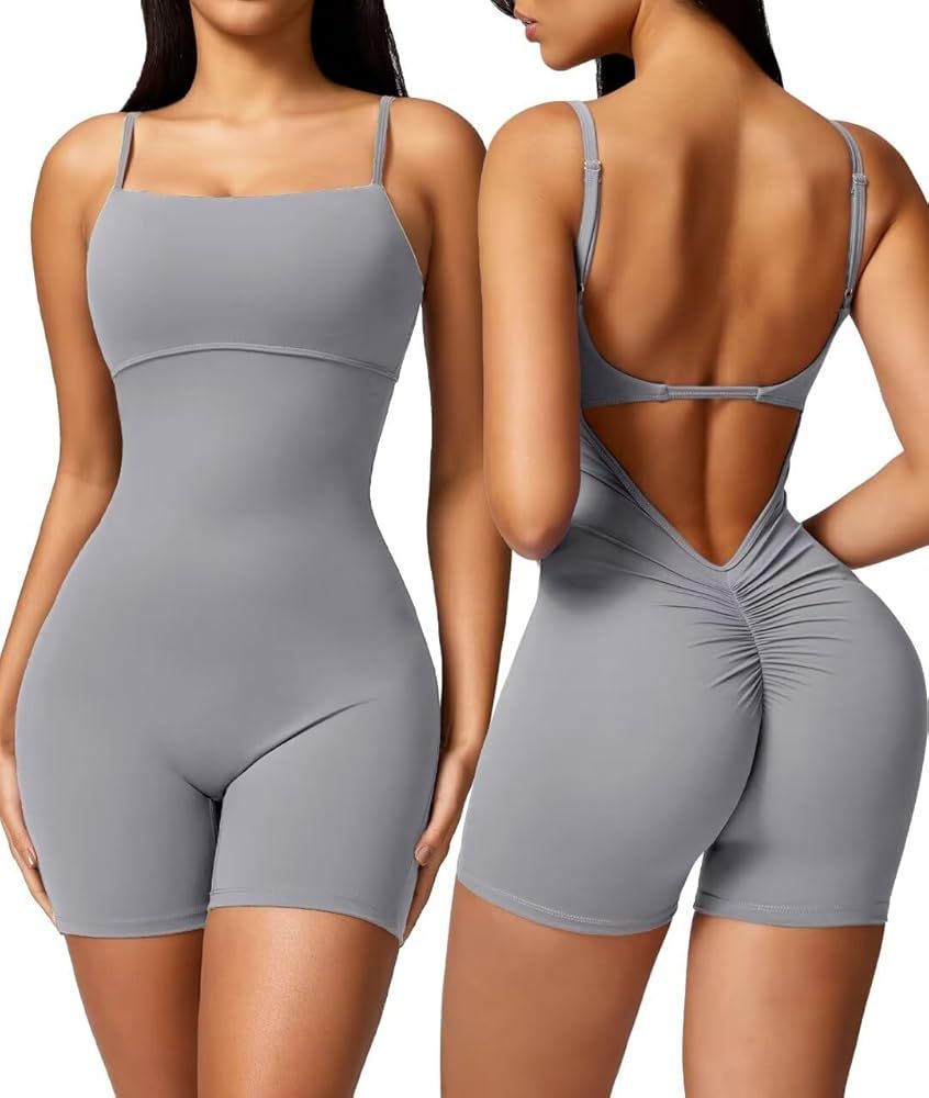 Vertvie One Piece Jumpsuits for Women Sleeveless Backless Tummy Control Workout Jumpsuit Shorts V... | Amazon (US)