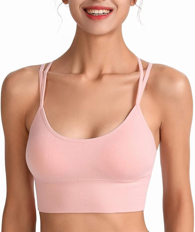 SotRong Womens Sports Bra Cross Back Strappy Bra Padded Mid Impact Support Gym Yoga Running Bra S... | Amazon (UK)