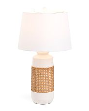 Ceramic And Rattan Table Lamp | Marshalls