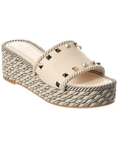 Rockstud 60 Leather Wedge Sandal | Rue La La