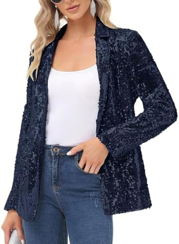 KANCY KOLE Women's Sequin Jackets Open Front Blazer Jacket Casual Long Sleeve Sparkly Cardigan Co... | Amazon (US)