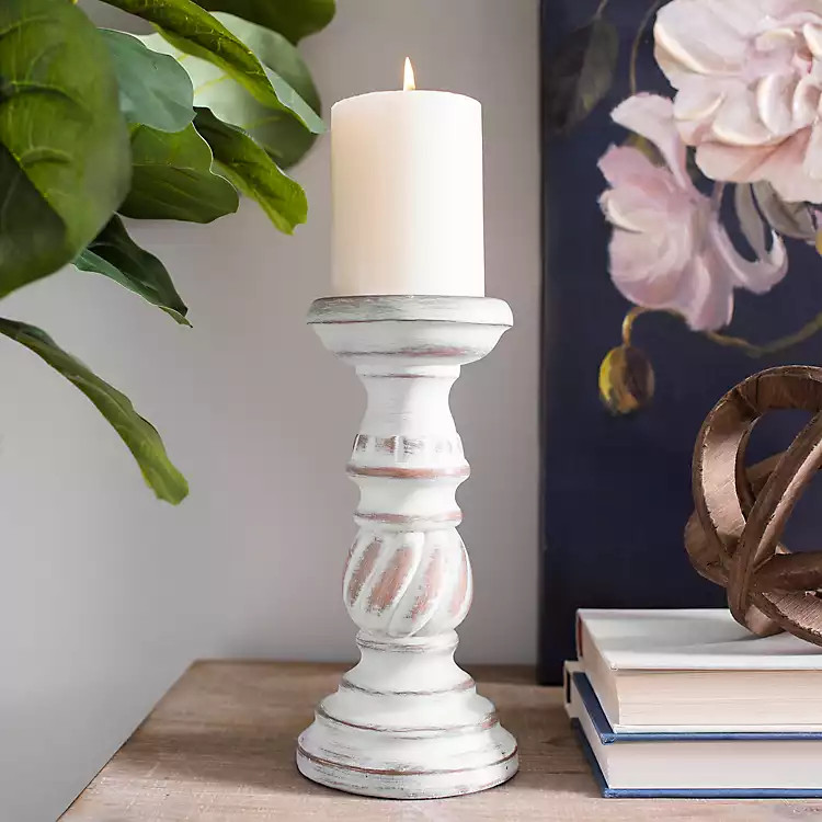 Whitewash Twist Candlestick, 9 in. | Kirkland's Home