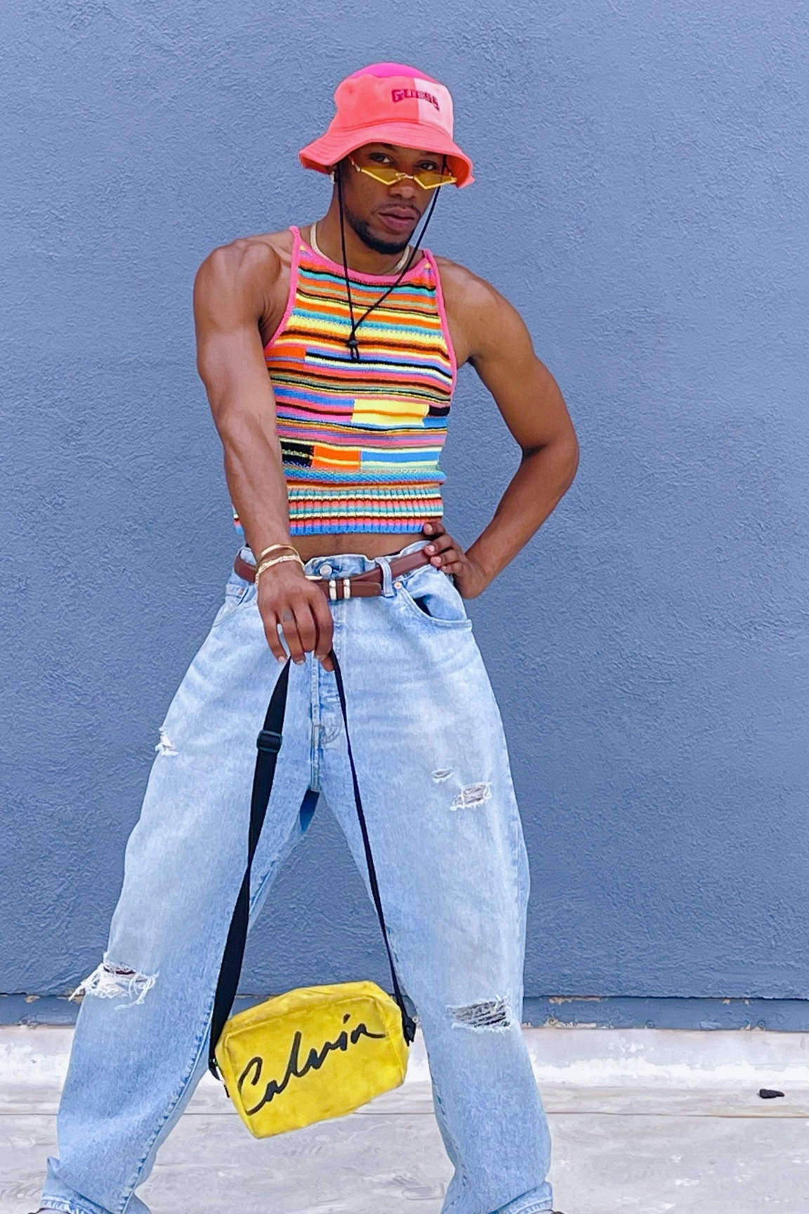 【COSYHARU】Muscle Fit Side Stitch Line Tee Muscle fit side stitch sleeveless shirt - COSYHARU | 60