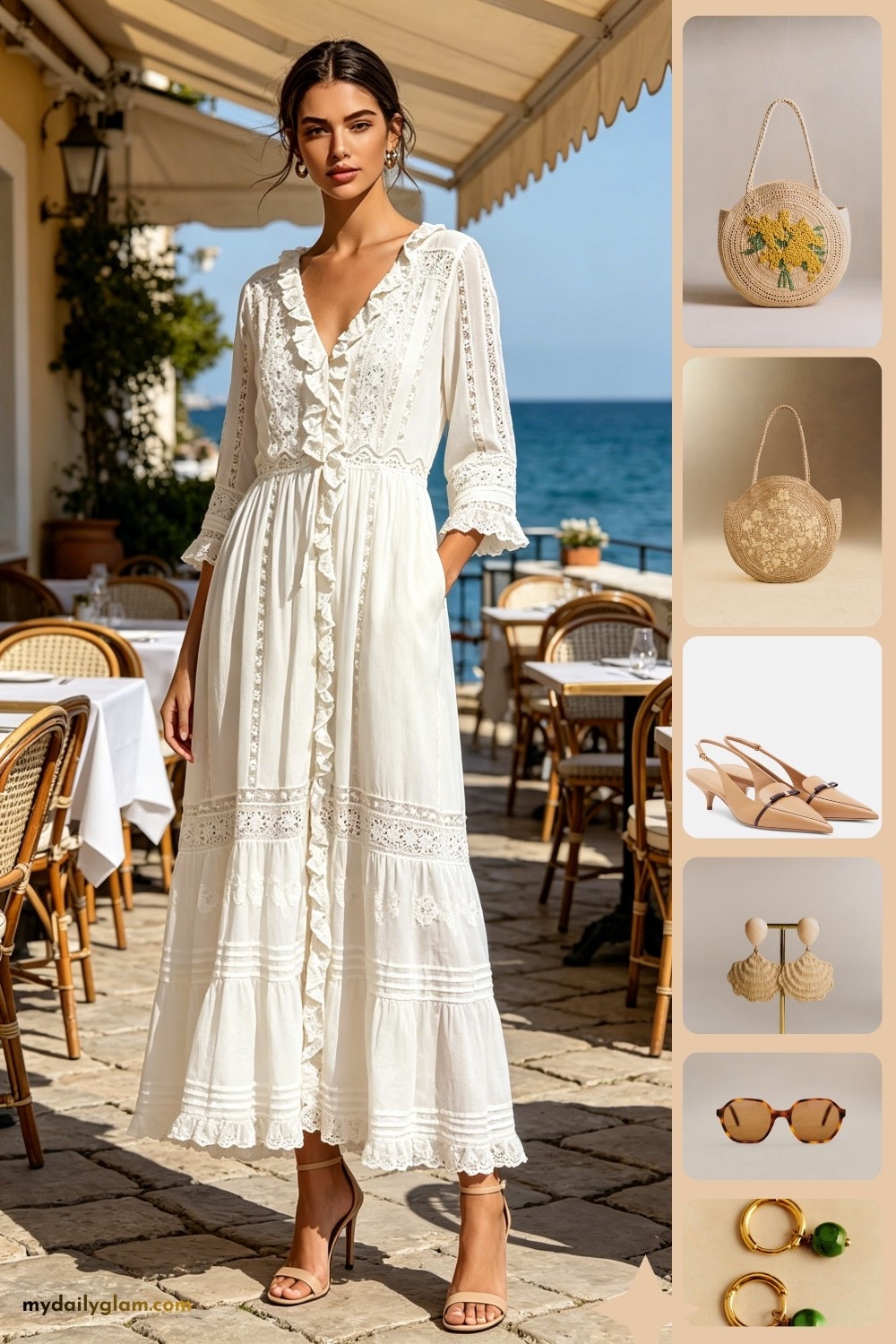 Chic Brunch White Lace Midi Dress Outfit #WhiteDressBrunch #ChicBrunchOutfit #SummerWhiteDress #LaceDressStyle #CoastalBrunchLook

#LTKootd #LTKOver40
