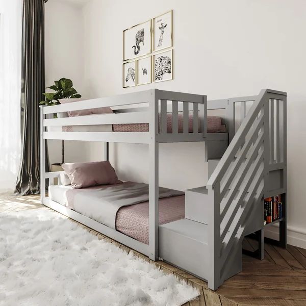Kean Twin Over Twin Solid Wood Standard Bunk Bed with Shelves by Harriet Bee | Wayfair North America