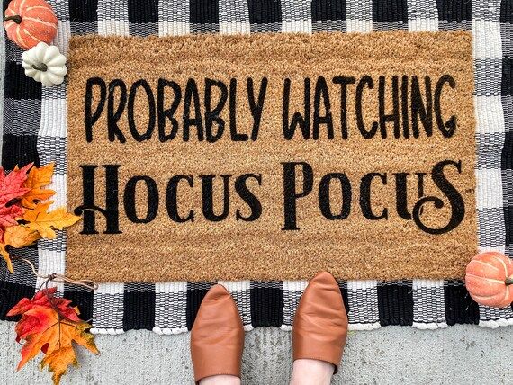 Probably Watching Hocus Pocus Doormat seasonal Decor  - Etsy | Etsy (US)