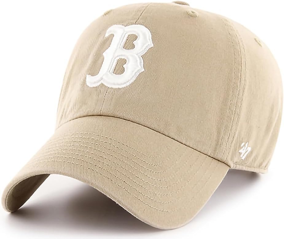 47 Brand MLB Khaki White Primary Logo Clean Up Adjustable Strap Baseball Dad Hat Cap, Adult One S... | Amazon (US)