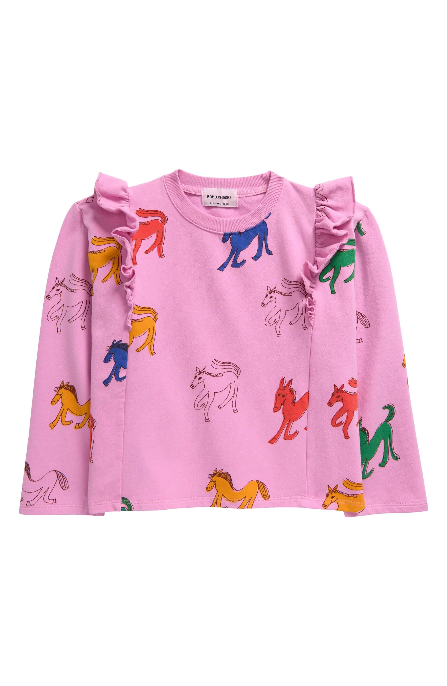 Bobo Choses Kids' Wonder Horse Ruffle Crewneck Sweatshirt | Nordstrom | Nordstrom