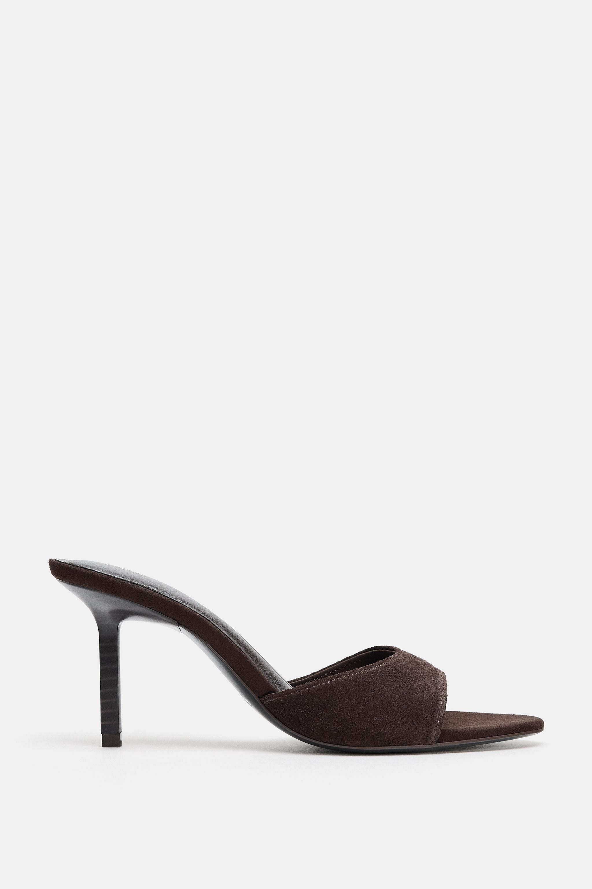 SPLIT SUEDE HEELED SANDALS | Zara US