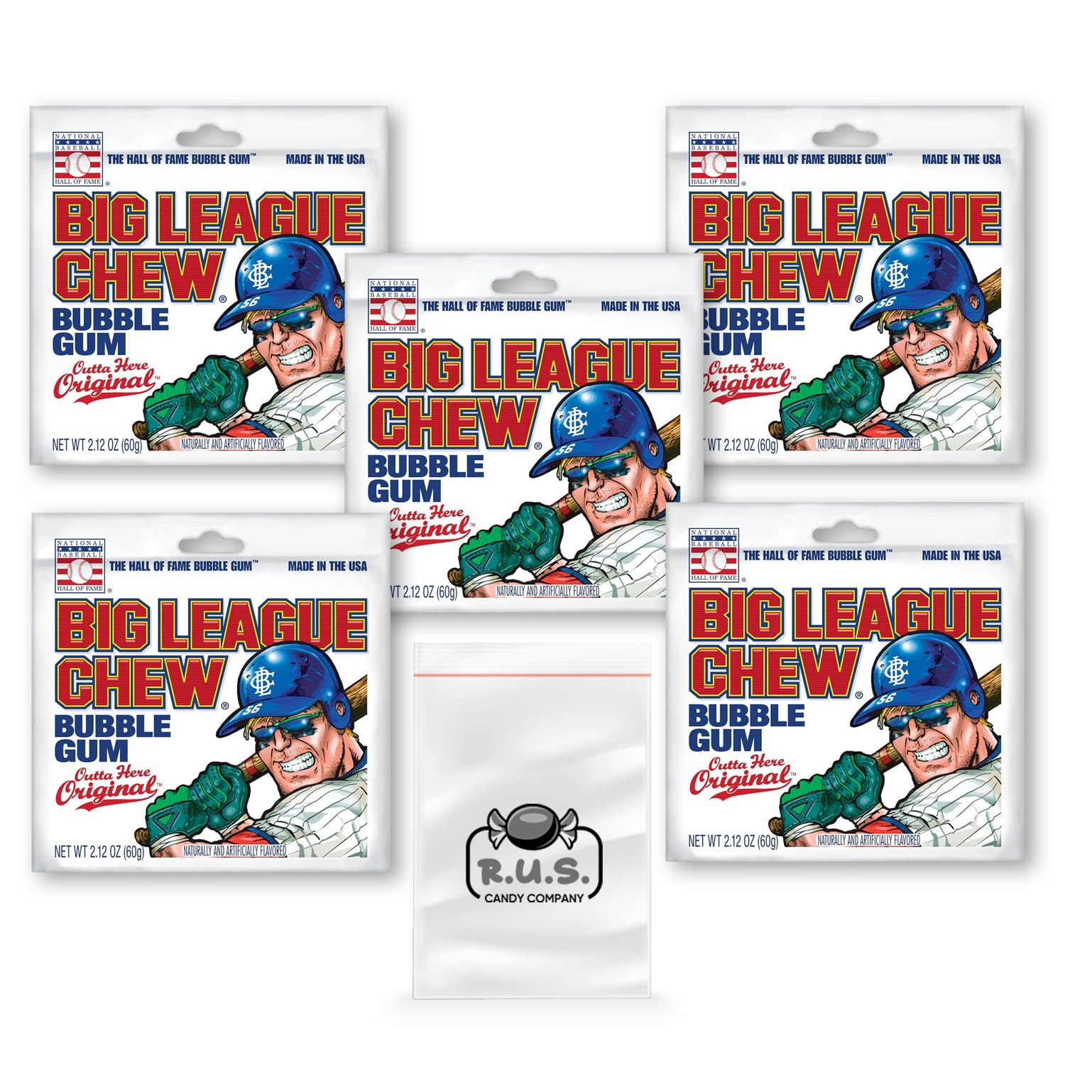 RUS Candy Company Pack- Big League Chew Outta Here Original Flavored Shredded Bubble Gum- 5 Pack-... | Amazon (US)