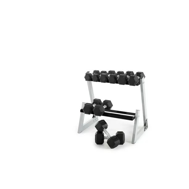 Weider 200 lb. Rubber Hex Dumbbell Weight Set with Weight Rack | Walmart (US)