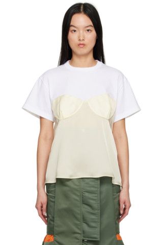 sacai - Off-White Paneled T-Shirt | SSENSE