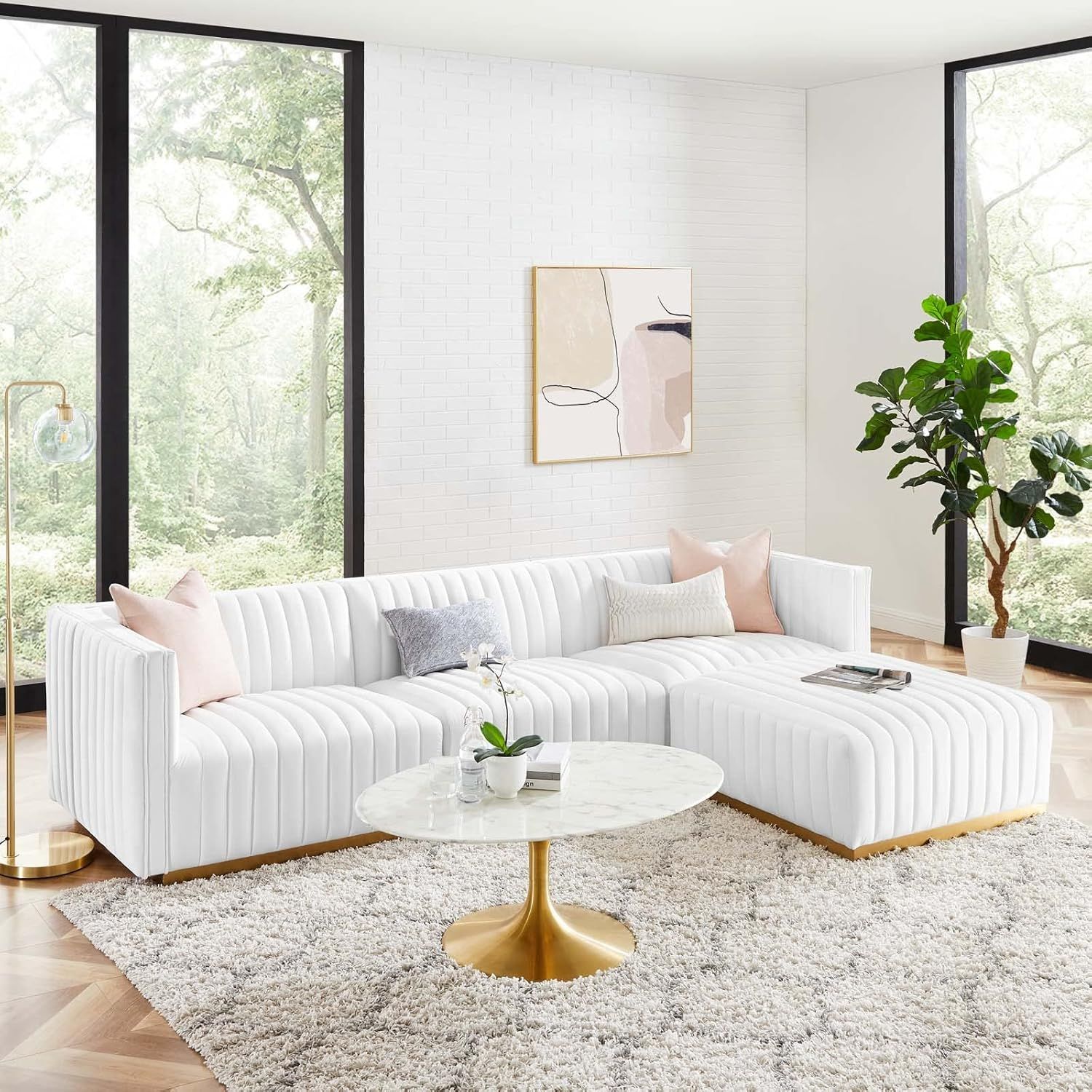 Modway Conjure Sectional, Gold White | Amazon (US)