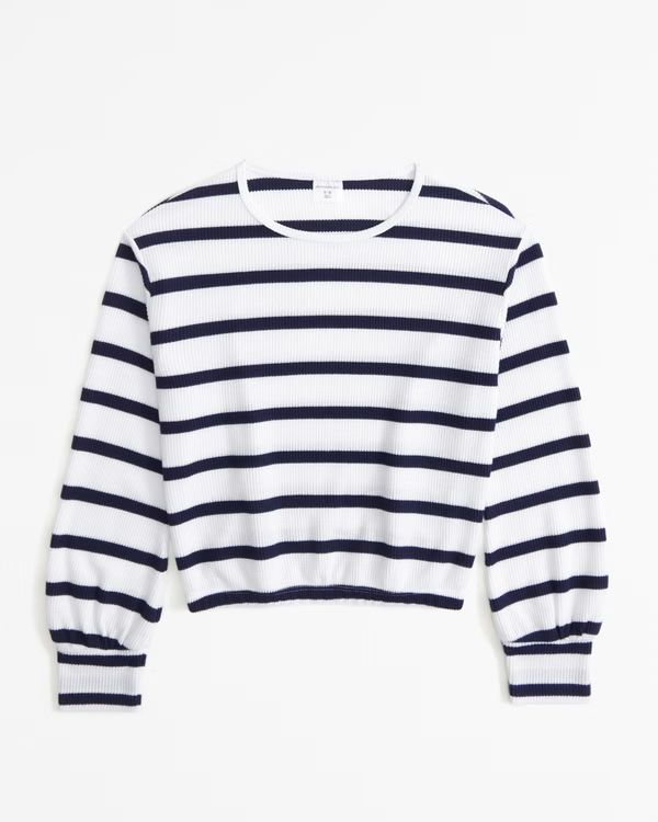 girls pattern long-sleeve waffle cinched hem tee | girls tops | Abercrombie.com | Abercrombie & Fitch (US)