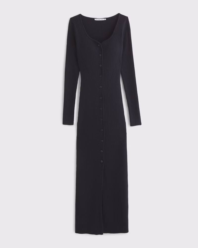 Women's Long-Sleeve Button-Through Maxi Sweater Dress | Women's Dresses & Jumpsuits | Abercrombie... | Abercrombie & Fitch (US)