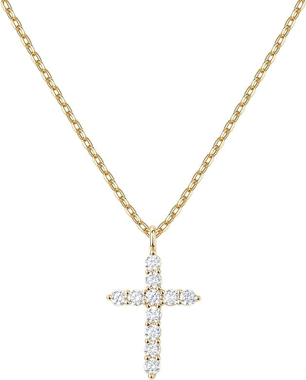 PAVOI 14K Gold Plated Cross Necklace for Women | Cross Pendant | Gold Necklaces for Women | Amazon (US)