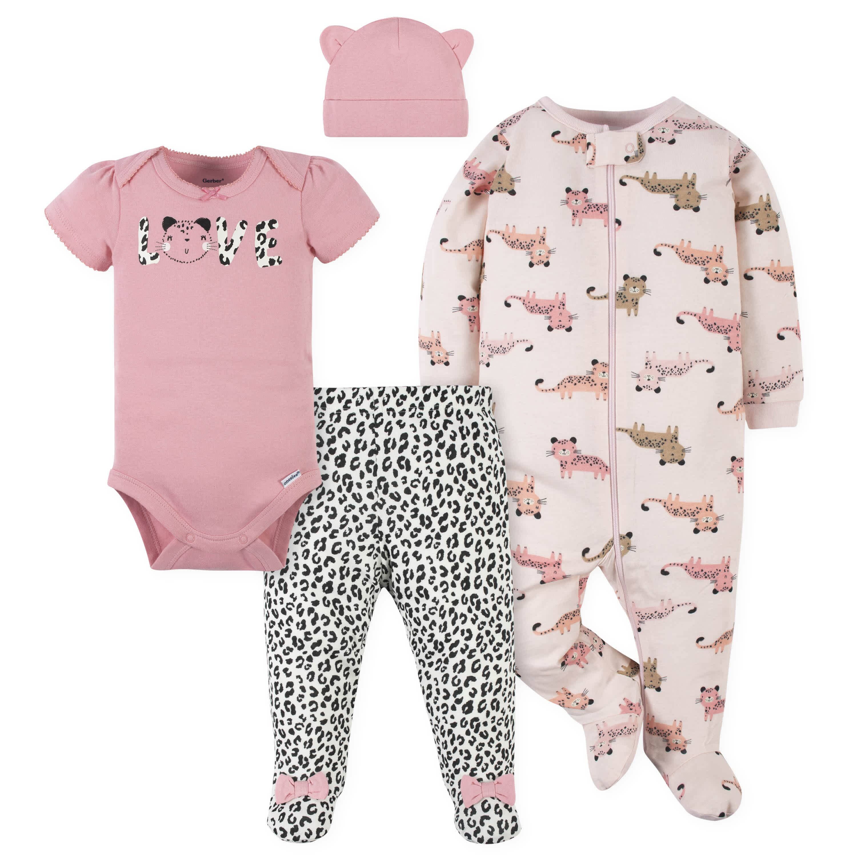 4-Piece Baby Girls Leopard Outfit Set | Gerber Childrenswear