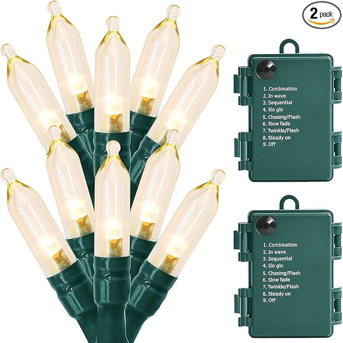Outdoor String Lights Christmas Lights 50 LED Battery Operated String Lights Fairy Lights for Chr... | Amazon (US)