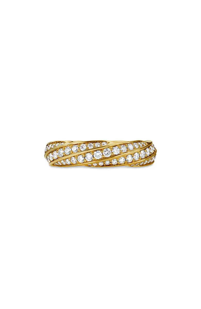 Cable Edge™ Band Ring in Recycled 18K Yellow Gold with Pavé Diamonds | Nordstrom