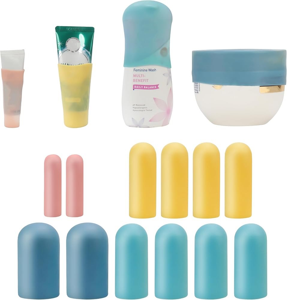 Silicone Bottle Covers Travel Essentials for Women Men, Beach Vacation Essentials, Travel Size To... | Amazon (US)
