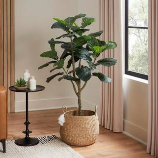 4ft Faux Fiddle Leaf Fig Tree in White Pot | The Home Depot