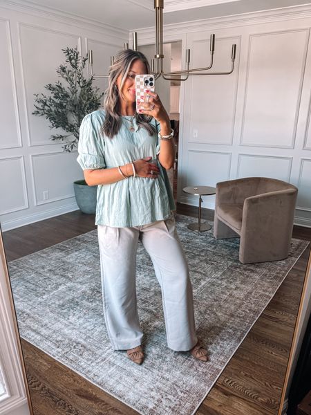 Maternity workwear these maternity trousers come in length options which I love. The waistband is snug in my true to size so I maybe could have sized up. The top is Amazon and I have a medium 



#LTKworkwear #LTKbump #LTKstyletip