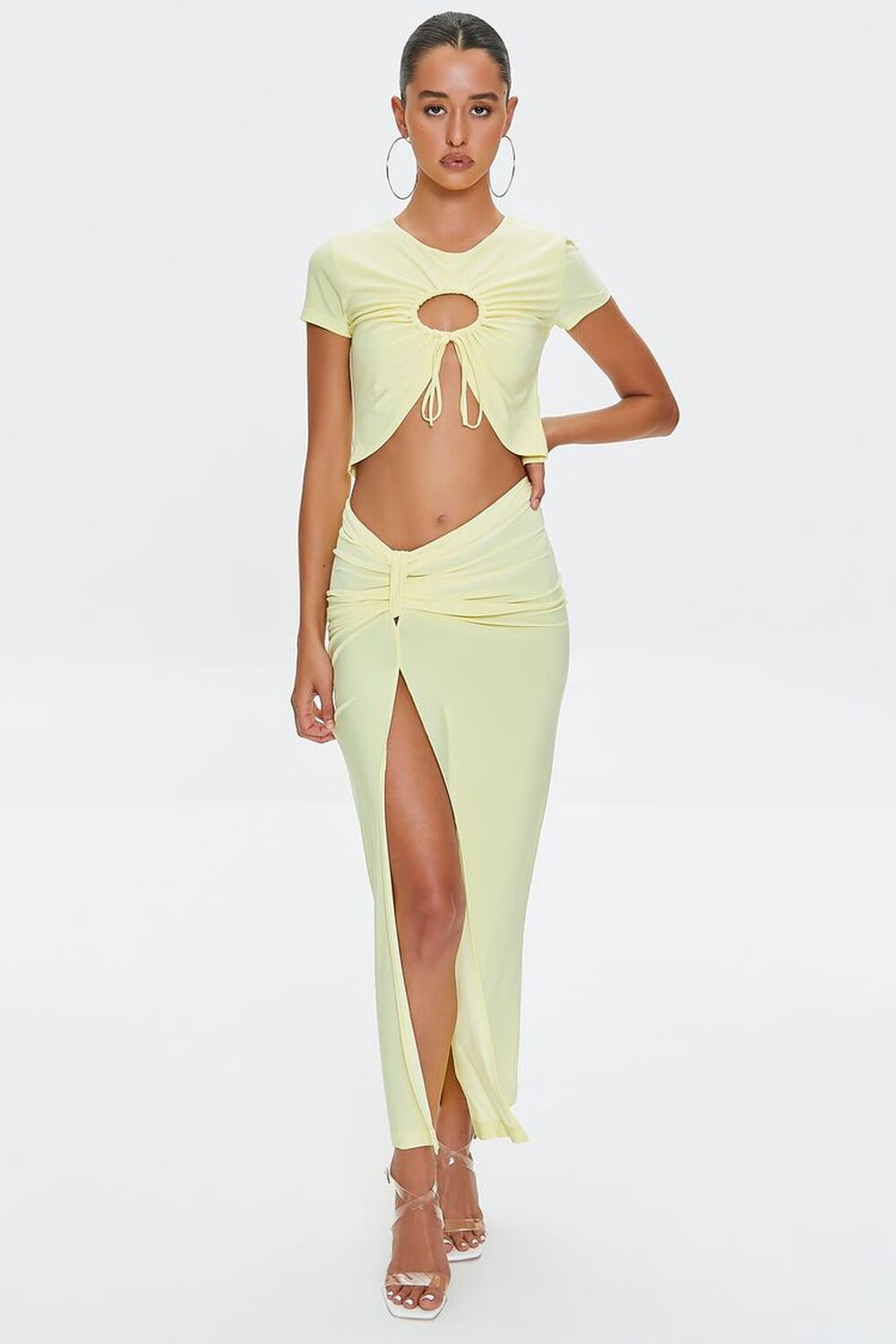 Ruched Leg-Slit Maxi Skirt | Forever 21 | Forever 21 (US)