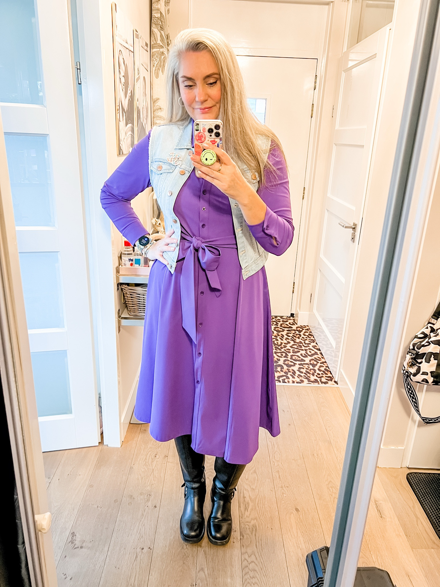 Ootd - Saturday. Purple dress from Terstal (current sale), denim vest is super old H&M, biker boots are last year’s van Haren. 



#LTKeurope #LTKFashionMonth #LTKnederlands