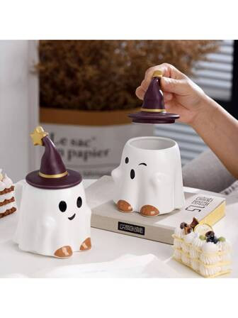 1set Halloween Ghost Design Ceramic Cup Elf Mark Cup Coffee Mug Milk Cup, Creative Cartoon Anime ... | SHEIN