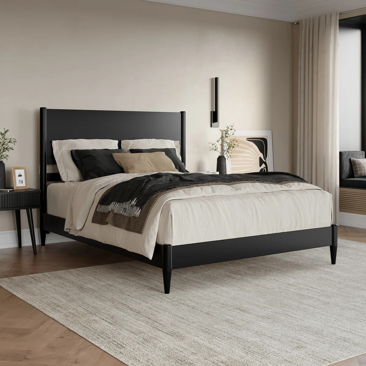 Bromwyn Mid Century Modern Solid Wood Low Profile Platform Bed | Wayfair North America