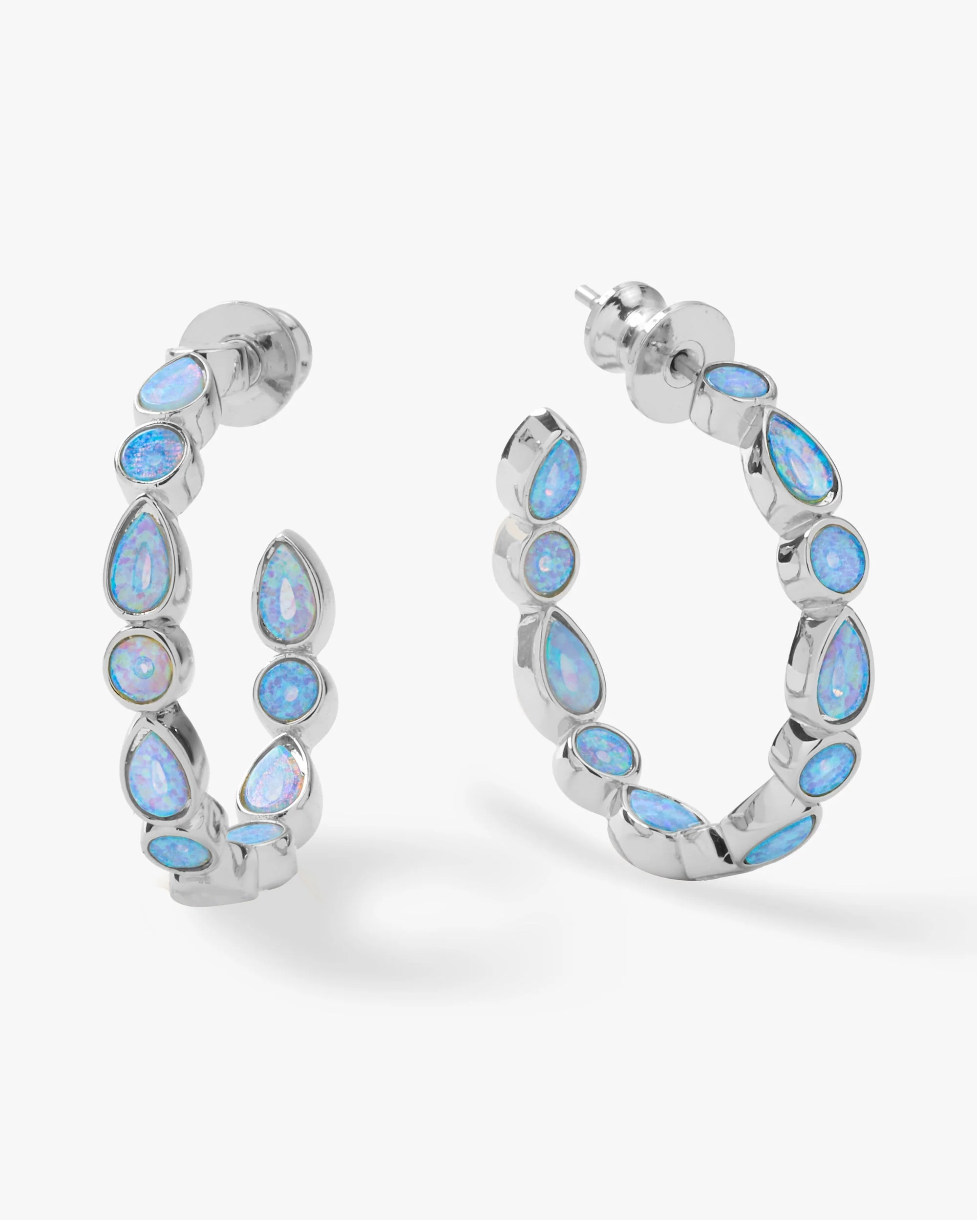 Isla Blue Opal Hoops 1" - Silver|Blue Opal | Melinda Maria