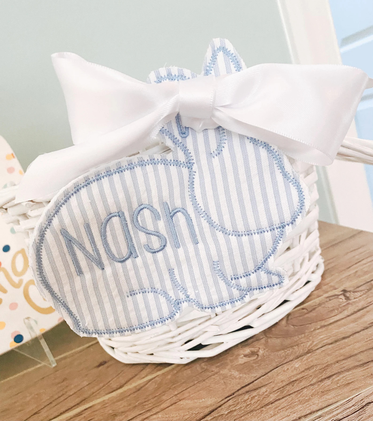 Embroidered Name Monogram Easter Bunny Rabbit Basket Tag | Etsy | Etsy (US)