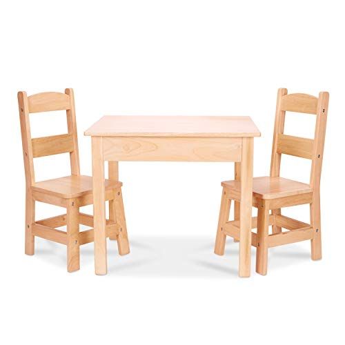 Melissa & Doug Solid Wood Table and 2 Chairs Set - Light Finish Furniture for Playroom | Amazon (US)