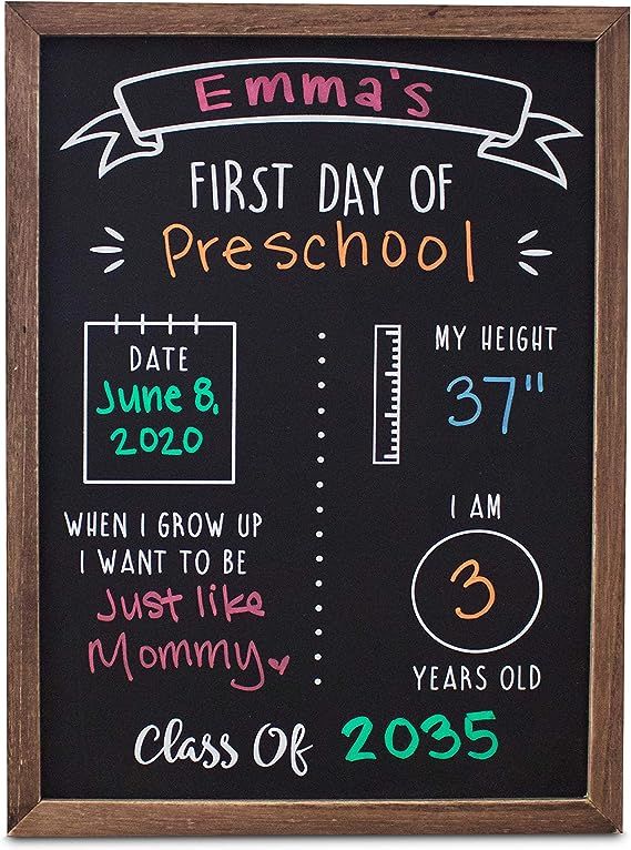 First Day of School Board | Reusable Chalkboard First Day of School Sign | 12" x 16" Wood Framed ... | Amazon (US)