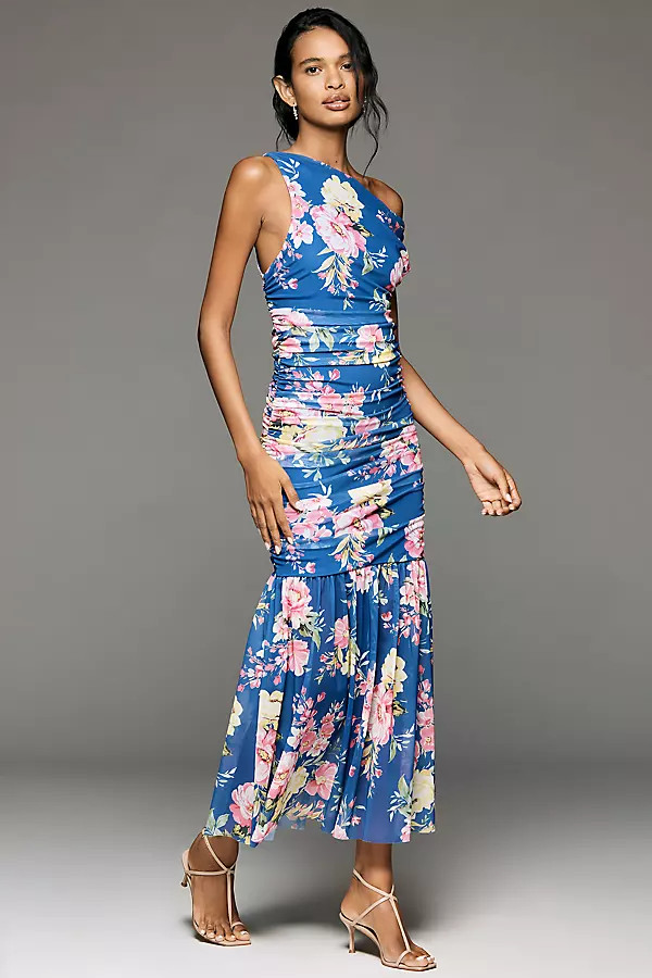 By Anthropologie Off-Shoulder Printed Mesh Maxi Dress | Anthropologie (US)