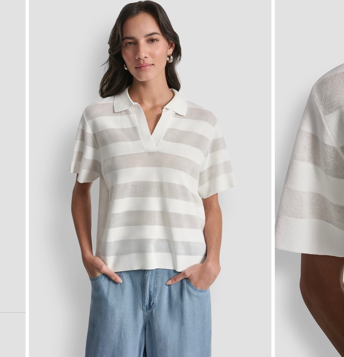 DKNY striped knit polo • soft lightweight fabric • relaxed fit • everyday chic • easy capsule wardrobe staple

#LTKselfcare #LTKOver40 #LTKootd